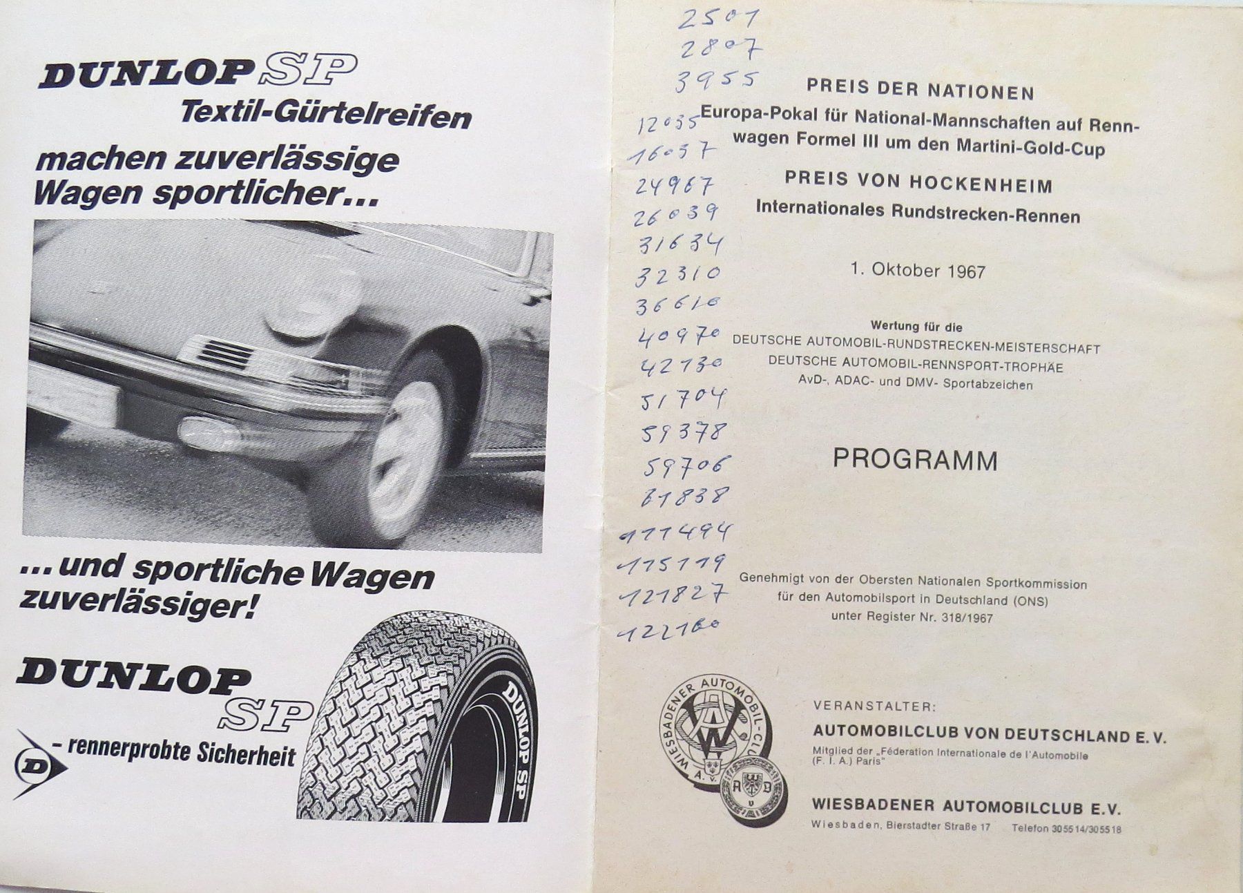 Documenti: Original Programm Preis der Nationen in Hockenheim von 1967 – Usato da Ettingen venduto da campione_1 1