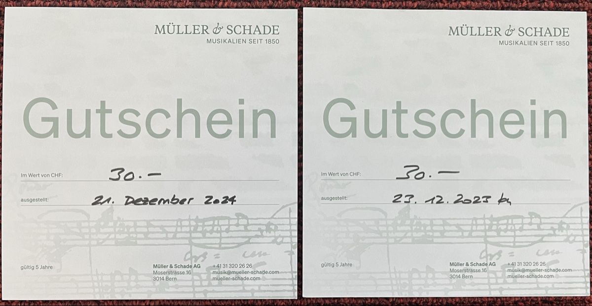 Buoni: Müller & Schade Gutschein CHF 60.00 – Nuovo (secondo la descrizione) da Bern venduto da hispano74