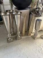 6x Luxus Bodenvasen Blumentöpfe Silber & Gold Metall Nickel