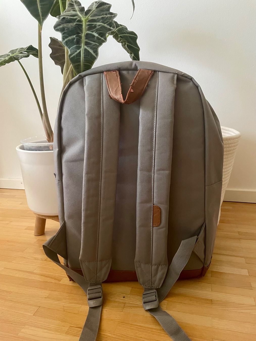 Herschel Zaini: Herschel Rucksack grau Leder Details – Usato da Winterthur venduto da dom_w89v 1