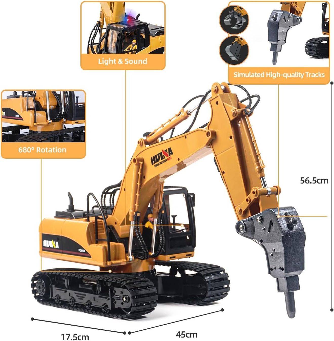 RC Modellbau: RC-Bagger Metall 1:14 3-in-1 Raupenbagger mit Akku – Neu und originalverpackt aus Schaffhausen von Alvora 3