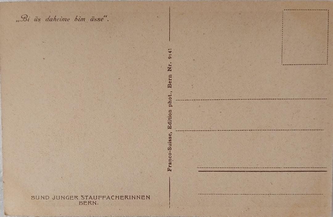 Ansichtskarten: " Bim  Zmitagässe "  -  " Bi üs daheime bim ässe " – Gebraucht aus Delémont von Domdom1 1