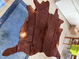 Tappeto in pelle di vacca marrone 210x170cm