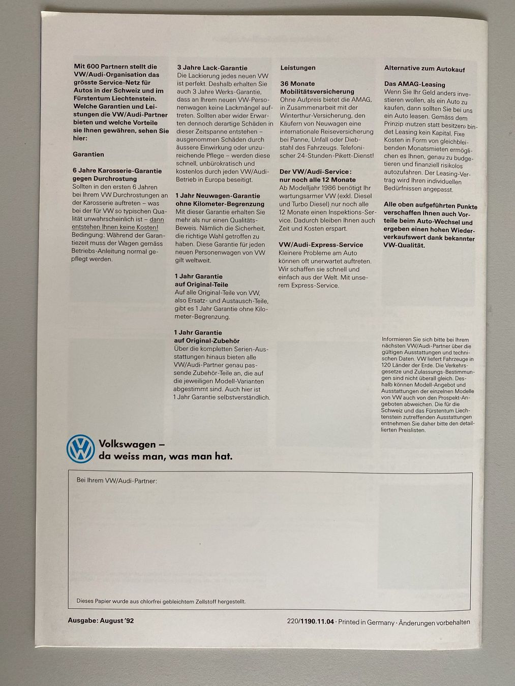 Zeitschriften & Magazine: Der Passat Magazin (08.1992) – Gebraucht aus Alpnach-Dorf von Hess-Automobile 4