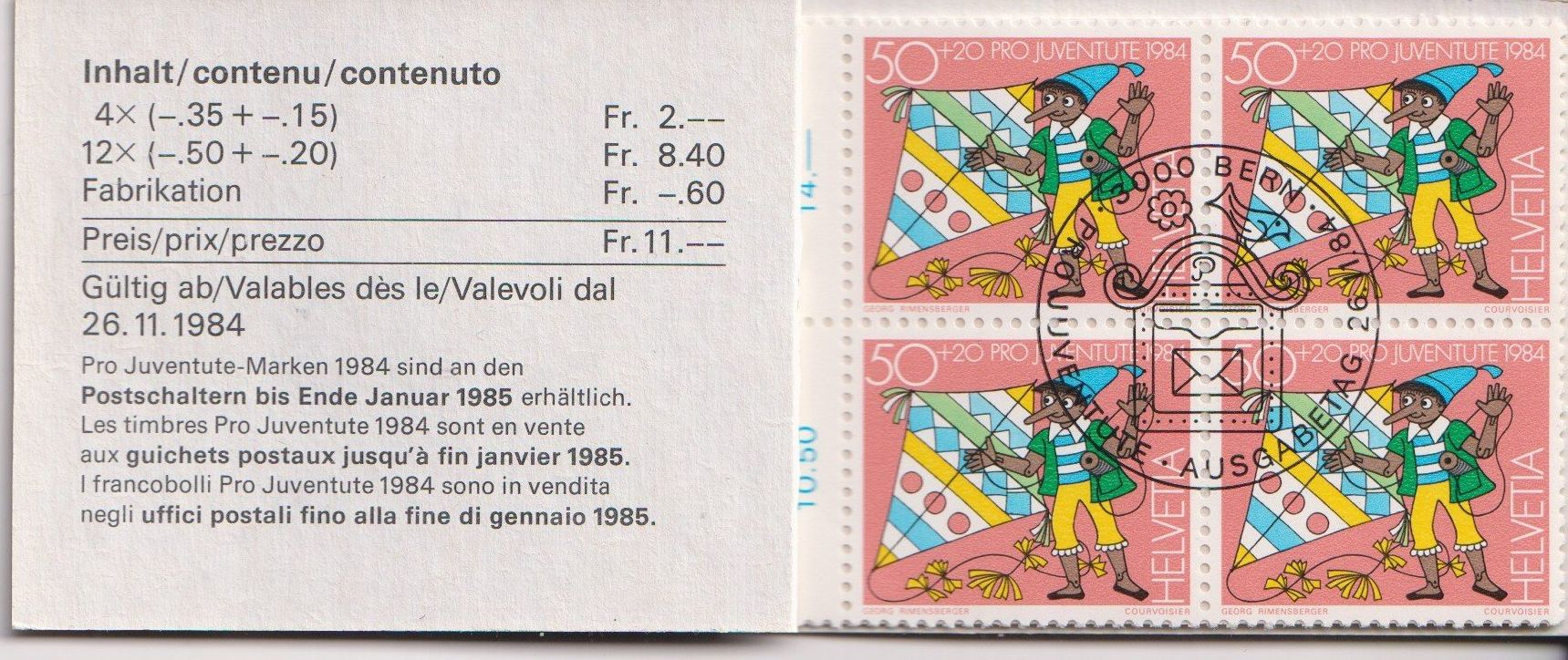 Tutti i francobolli: Markenheft PJ 1984 ET gestempelt+++++ – Usato da Samnaun-Compatsch venduto da Muckimu 1
