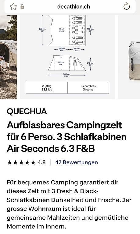 Tende : QUECHUA Aufblasbares Campingzelt – Usato da Chur venduto da Frei3912 1