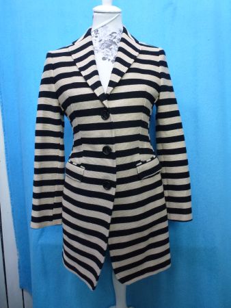 LONGJACKE CREME SCHWARZ GR 36 BAUMWOLLE FEST GEWEBT NEU ITAL