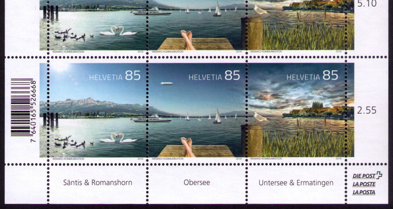 Tutti i francobolli: 2016_1595-1597_BODENSEE_Kompletter Bogen ! ** – Nuovo (secondo la descrizione) da Marthalen venduto da Ch_quality 1