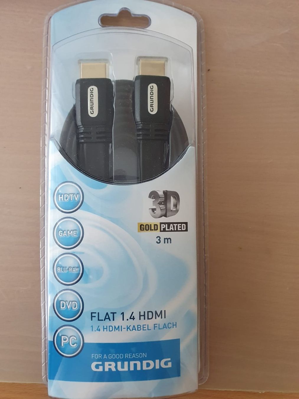 Grundig Cavi: Grundig 1.4 HDMI-Kabel flach 3m – Nuovo e nell'imballaggio originale da Gunzwil venduto da P20380