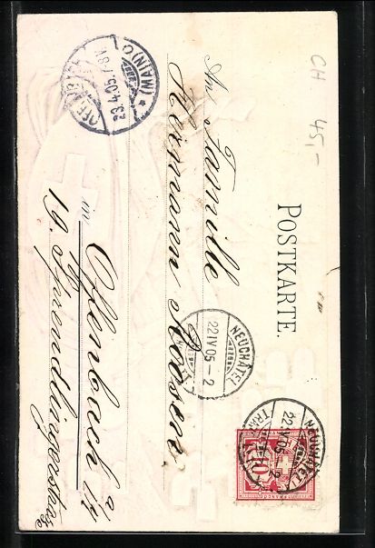 Cartoline postali: Litho Schweiz, Helvetia mit Schweizer Wa – Usato da Berlin venduto da bartko-reher 1