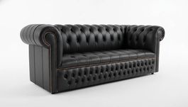 Schwarze Designer XXL 3-Sitzer Sofa Couch aus Premium Lede