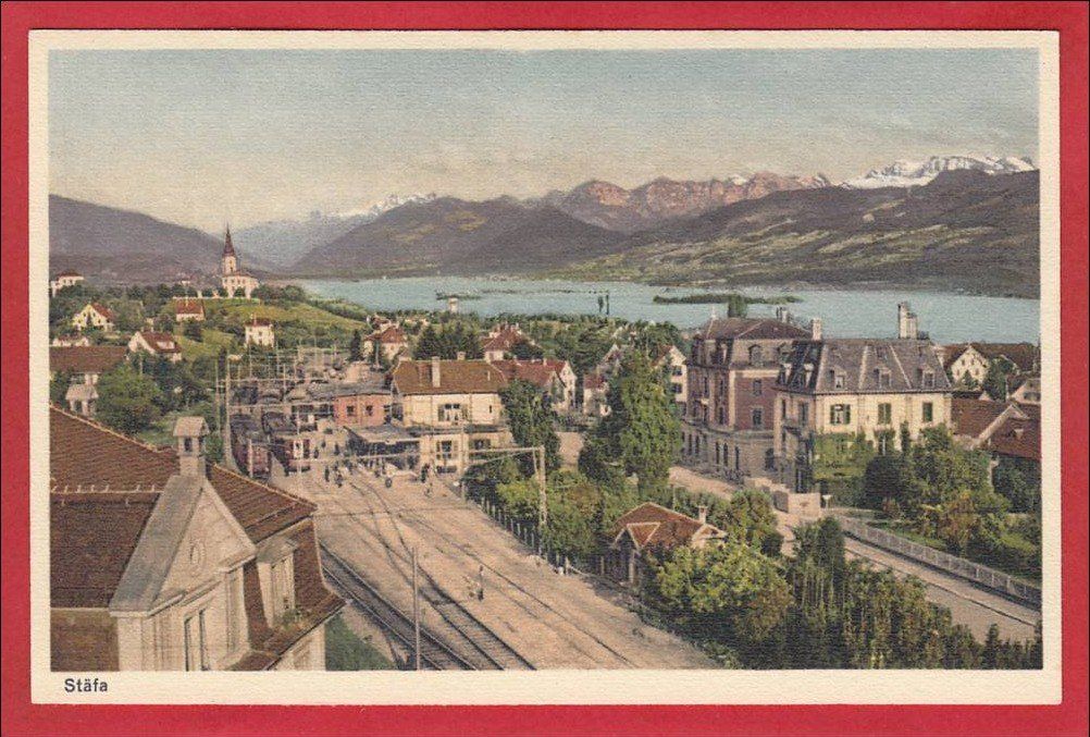 Cartoline postali: STÄFA, QUARTIERANSICHT MIT BAHNHOF – Usato da Grüningen venduto da Kartenlaube