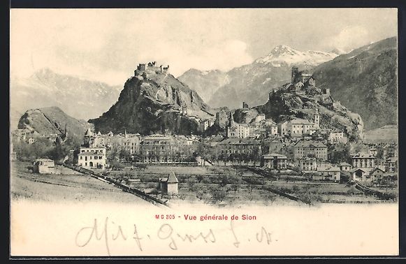Cartoline postali: Sion, Vue générale du village, le Ch – Usato da Berlin venduto da bartko-reher