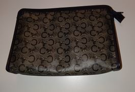Trousse de maquillage vintage Celine en toile bleu marine
