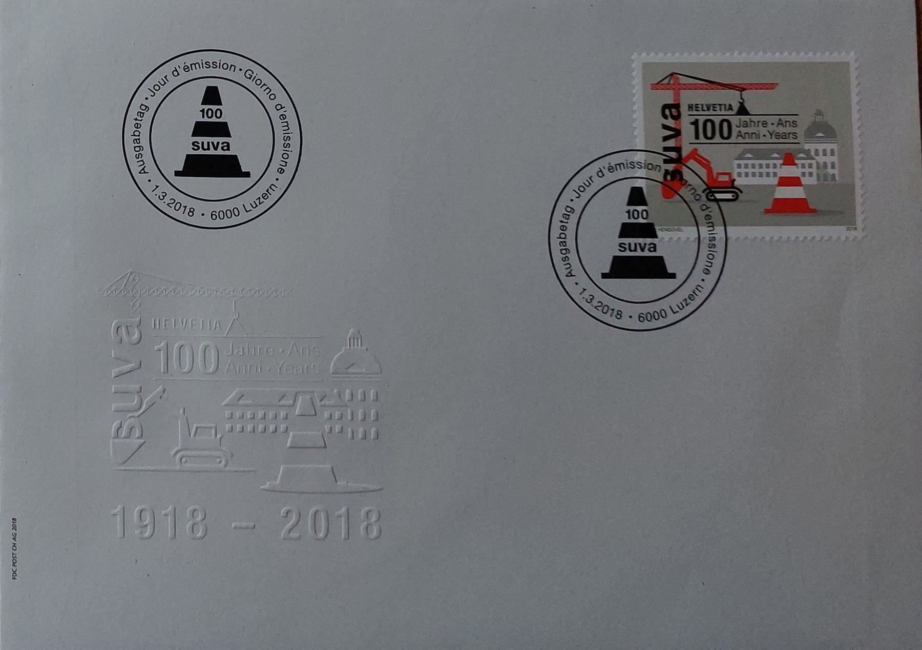 Tutti i francobolli: F1672 - FDC 100 ans SUVA – Usato da Trélex venduto da Phil_Albert