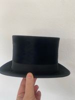Eleganter Zylinder Hut, schwarz, mit Hutschachtel, Top! (52)