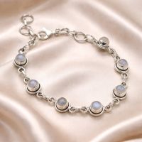 Mondstein Armband,echt Silber 925 Sterlingsilber 17-20cm