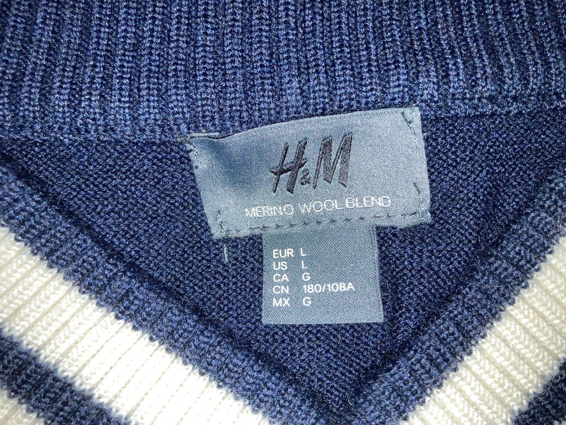 H&M Maglioni & Felpe: Blauer Pullover von H&M, Grösse L, mit Merinowolle-Anteil – Usato da Zürich venduto da Gustavo_Bianco 3