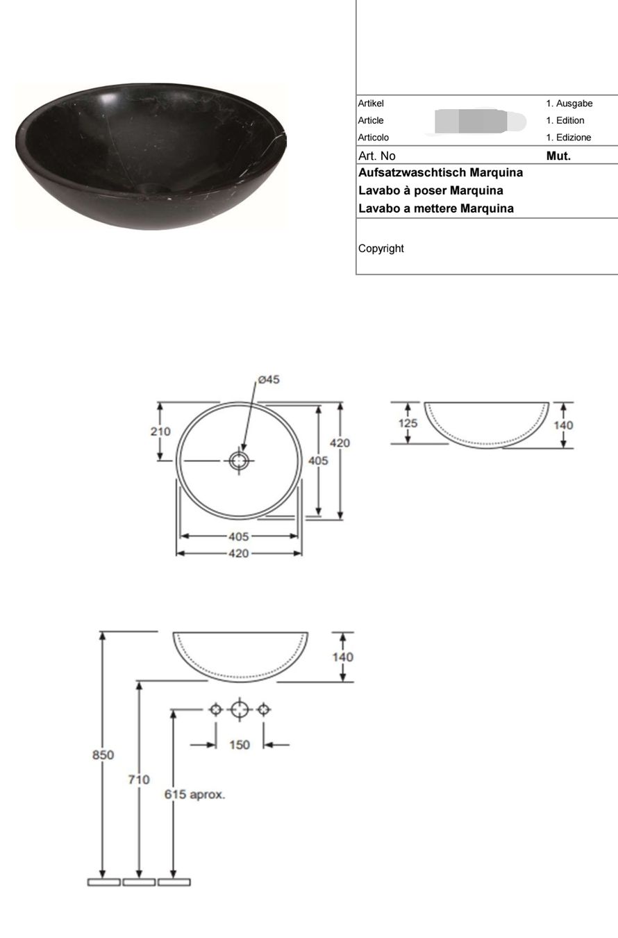 Ciotole: Ausatzwaschtisch Marquina Marmor Schwarz – Nuovo (secondo la descrizione) da Krauchthal venduto da Raumzeugen 1
