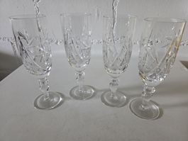 4er Set edle Kristall-Gläser, Sektgläser für den Apéro