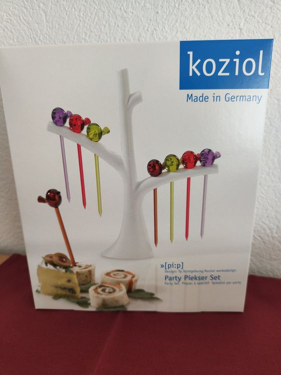 Koziol Kant Cool Grey/Schwarz/Taupe/Weiß Party Piekser-Set da 4 Pezzi, Plastica, Nero/Bianco/Tortora/Grigio Freddo