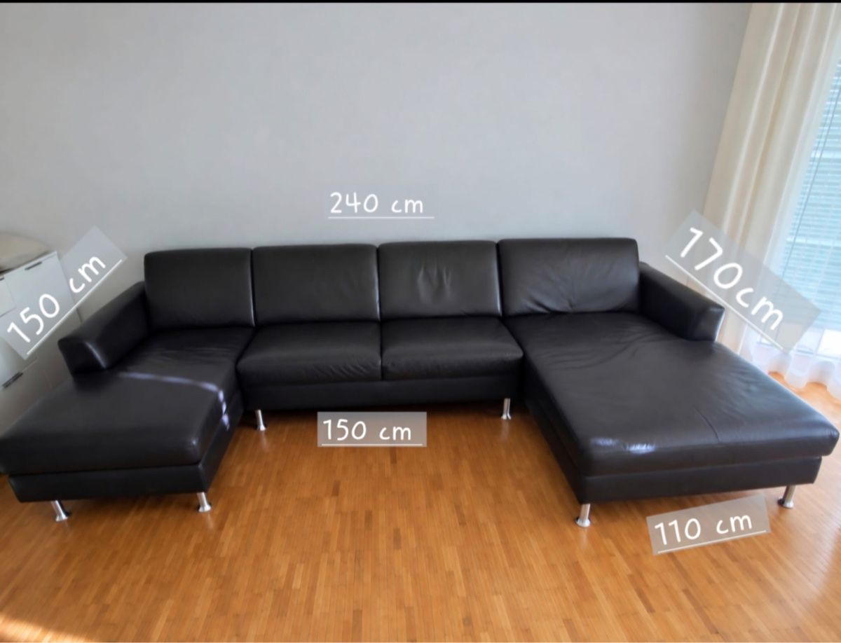 Sofas: Leder Ecksofa dunkelbraun mit Ottomane gebraucht – D'occasion à Spiegel b. Bern par DDML-3000 2