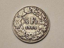 1x 1/2 Fr. - 1909 - Silber/Argent 0.835