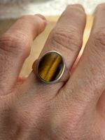 Tigerauge Ring, Silber echt Vintage Style (56)