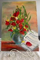 Vintage-Ölgemälde mit Blumenstillleben – handgemalt und sign