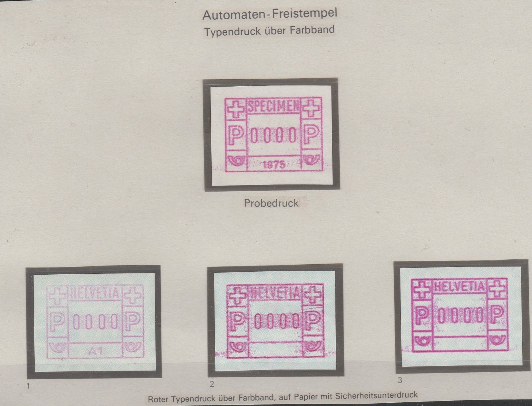 Tutti i francobolli: 4 Kontrolldrucke Specimen und A1 mit dabei! – Usato da Oberglatt ZH venduto da Wiedmi6