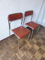 2x Vintage Design Stuhl Chrom braun Stahlrohr Space Age