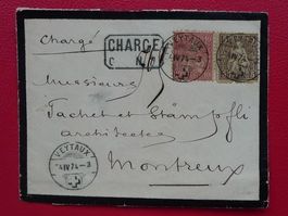 1874: Nr.30+38 auf Chargé-Brief: VEYTEUX VD nach MONTREUX