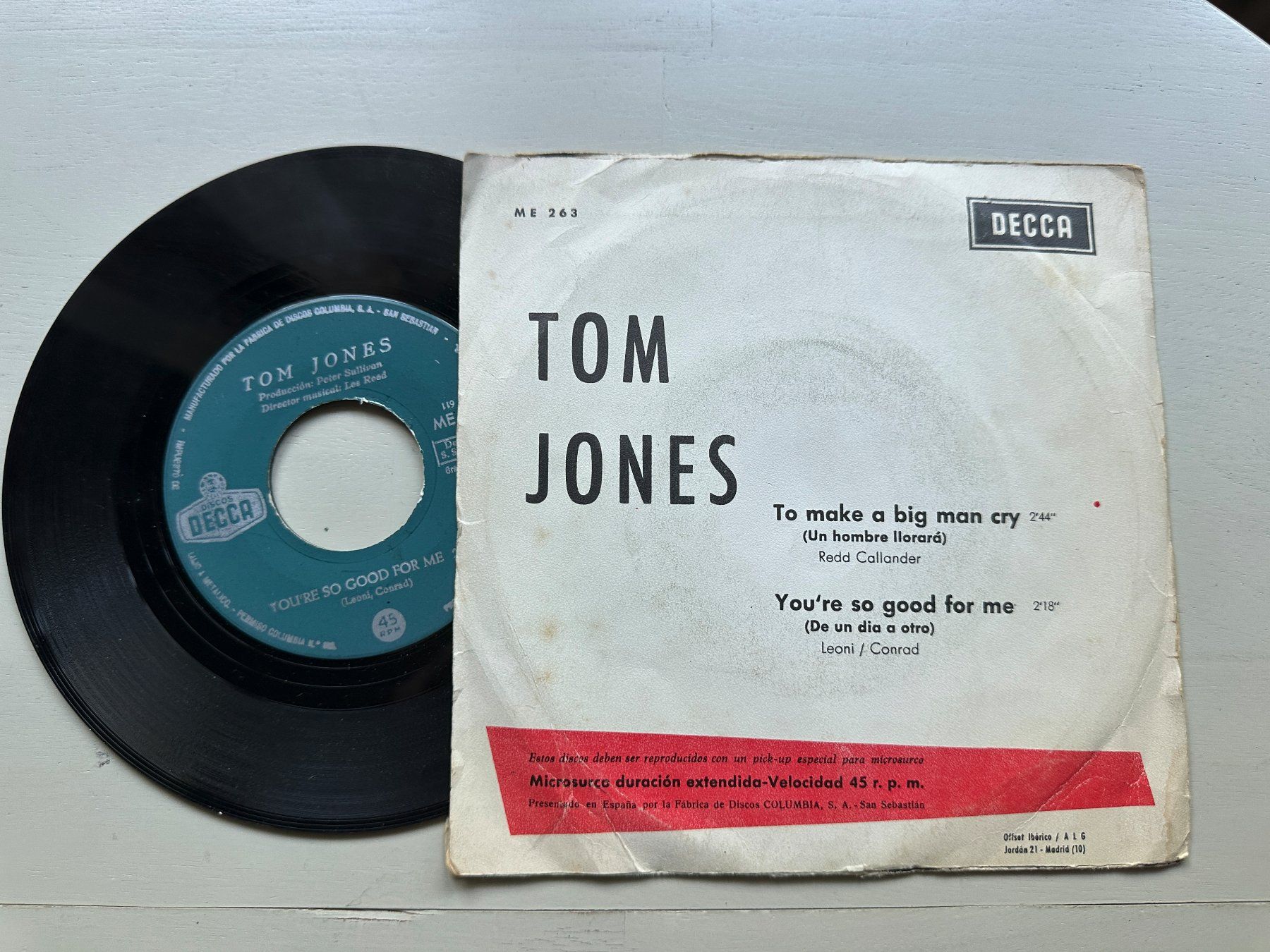 Dischi in vinile: TOM JONES tolle Single Kult You make a big man Spanien diff – Usato da Basel venduto da Partridge 1