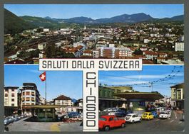 AK col Chiasso TI Saluti dalla Svizzera 3-fach- Bild ≈ 1970 