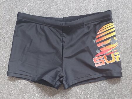 Badeshorts ,schwarz, Motive Surf, Gr.128 = 7-8J.