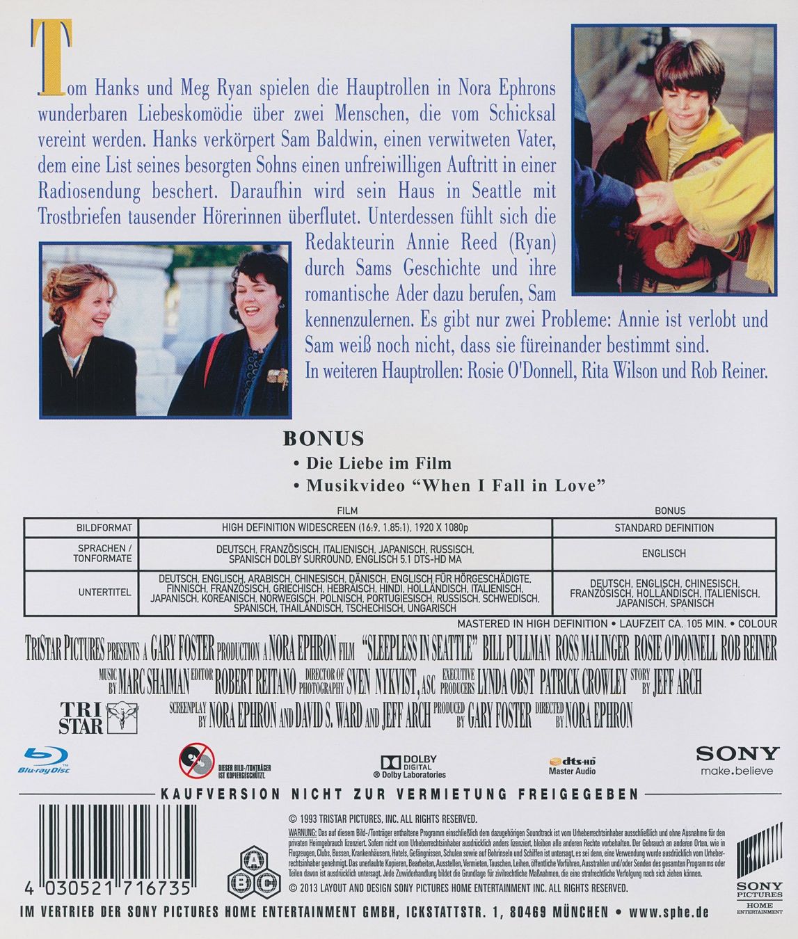 Tutti i DVDs: Schlaflos in Seattle (1993) Tom Hanks/Meg Ryan/Bill Pullman – Usato da Volketswil venduto da cinephilia 1