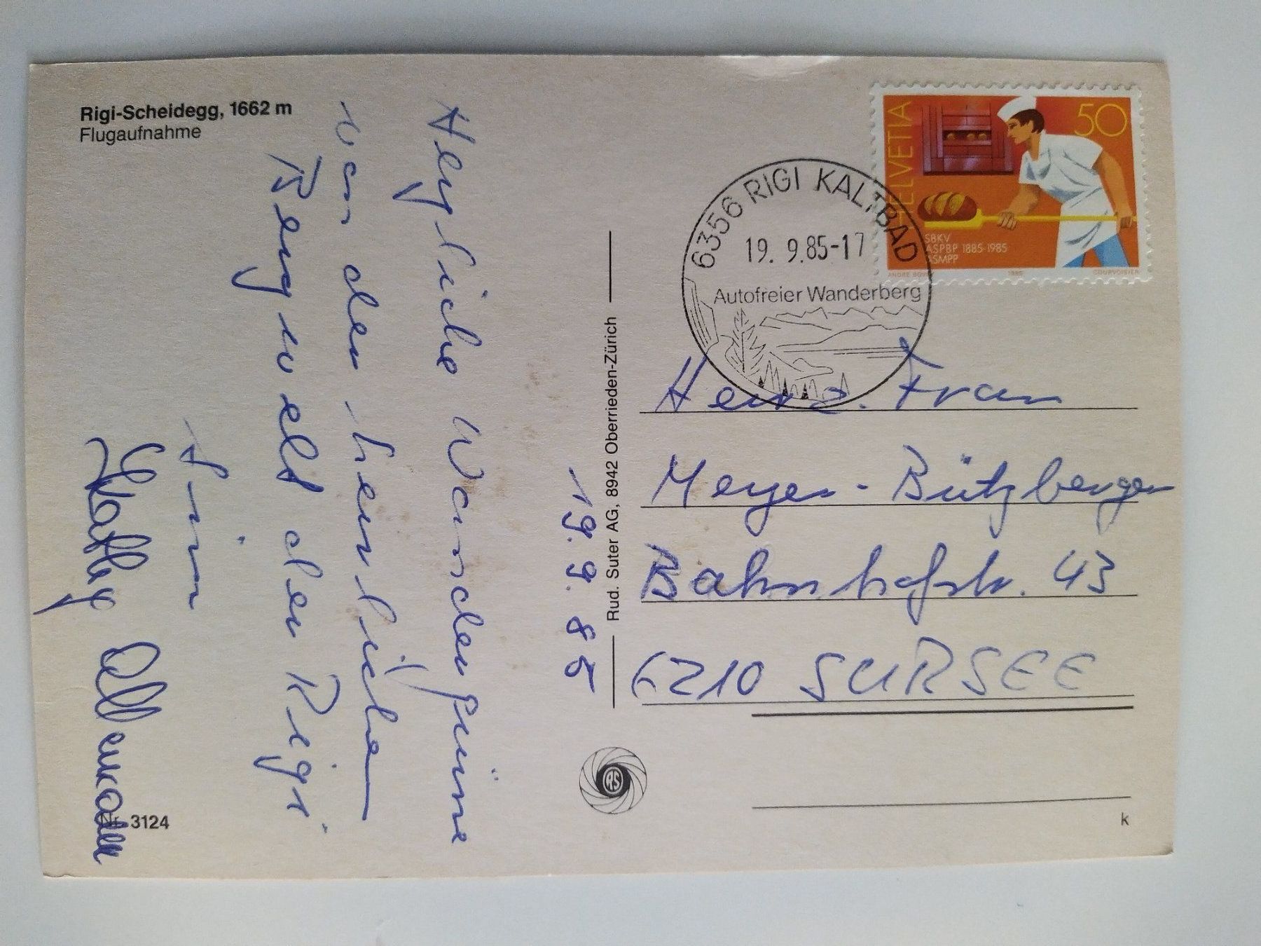 Ansichtskarten: Originale Ansichtskarte Rigi-Scheidegg, dat. 1985 – Gebraucht aus Ohmstal von Lebensfreude05 1