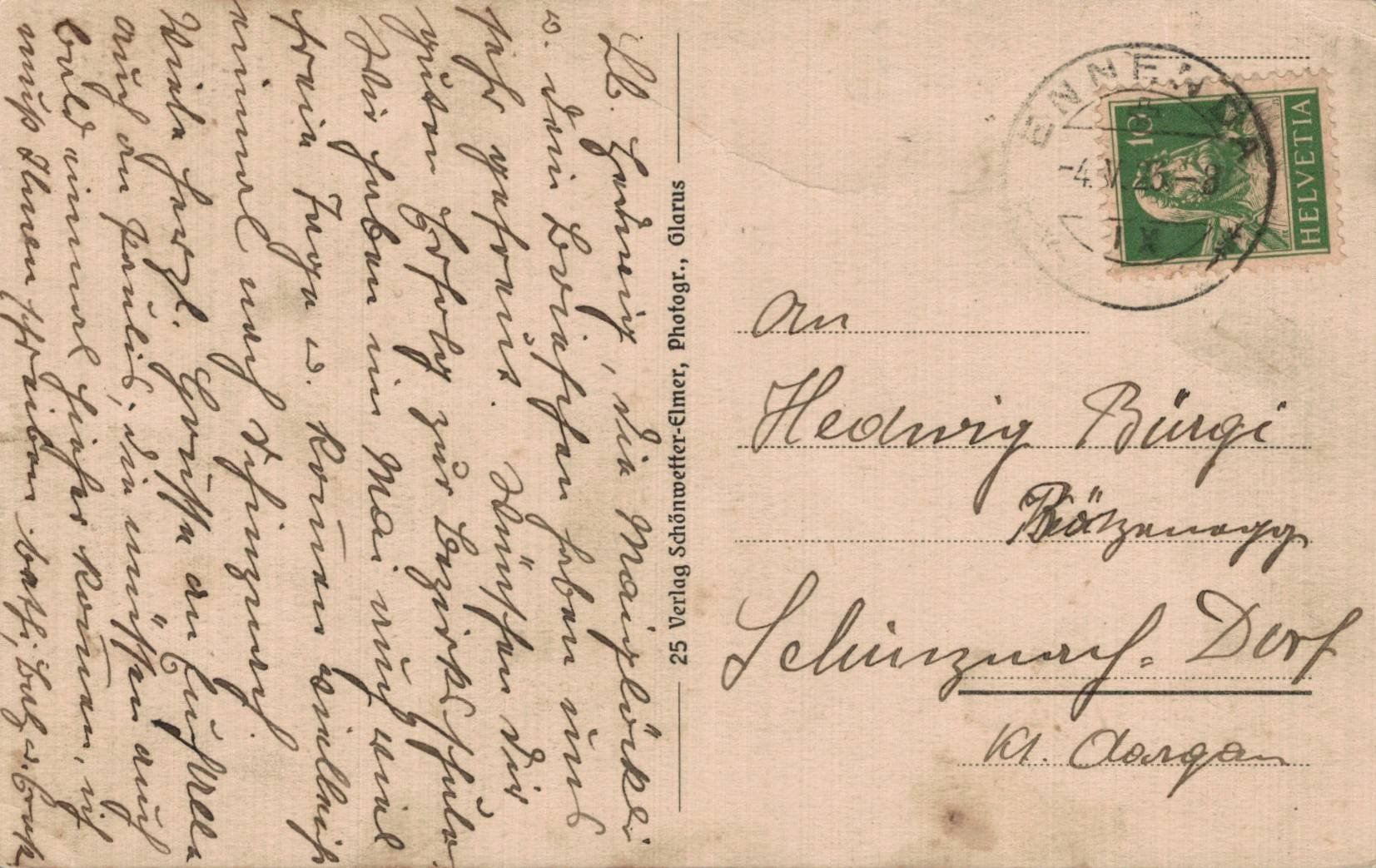 Cartoline postali: Alte Ansichtskarte Glarus Kantonspital, gel. 1923 – Usato da Luzern venduto da Kartenansicht 1