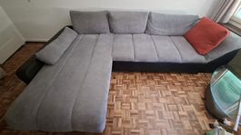 Grosses Eckschlafsofa grau Stoff gebrauchtet Zustand 325cm 