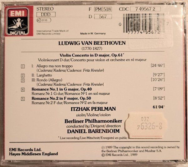 CD: Live - Daniel Barenboim, Itzhak Perlman, Berliner Philharmo. – Usato da Unterbäch venduto da tuqsa 1
