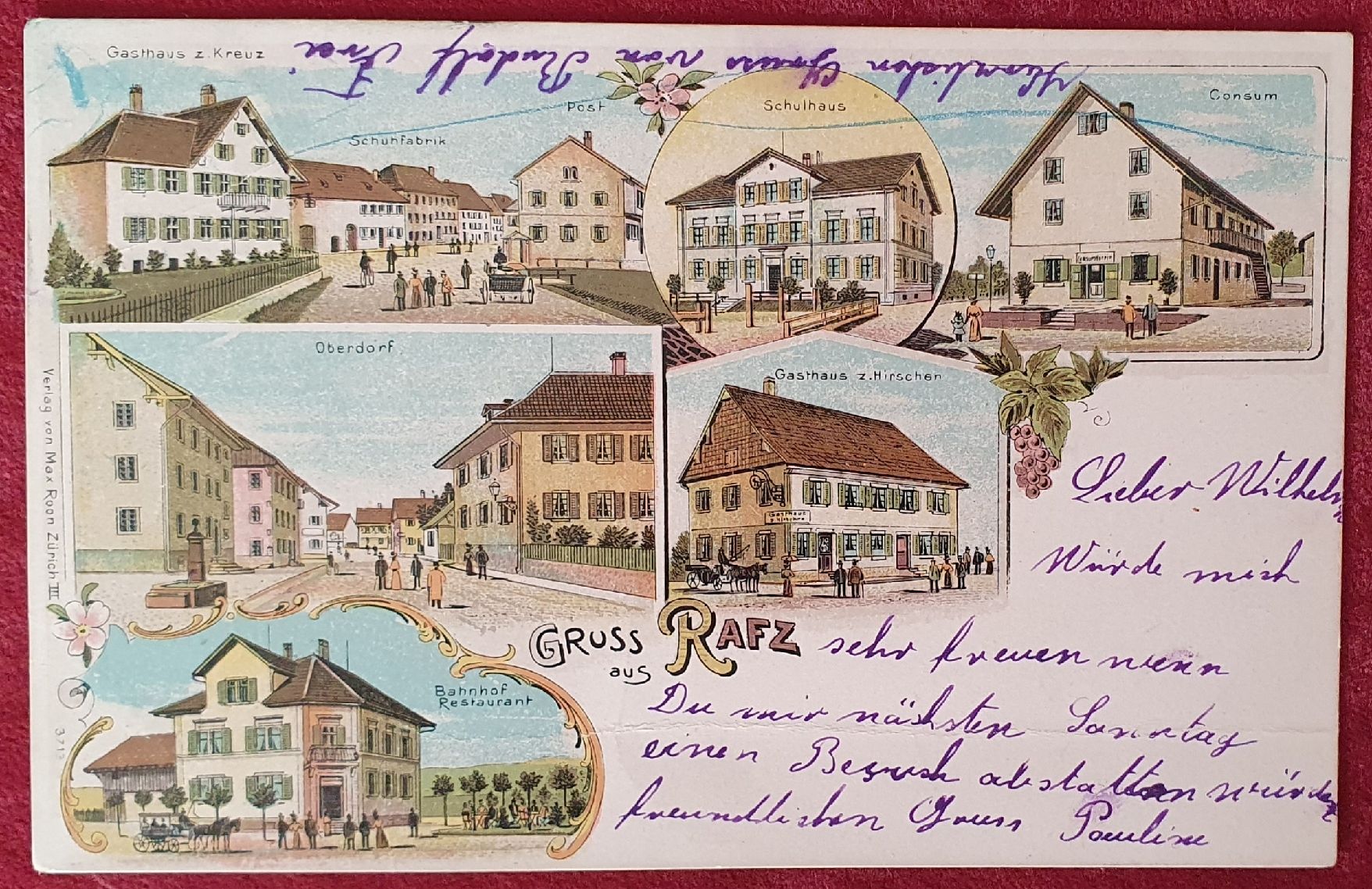 Cartoline postali: Gruss aus Rafz 1902 – Usato da Kreuzlingen venduto da Rschweiz1