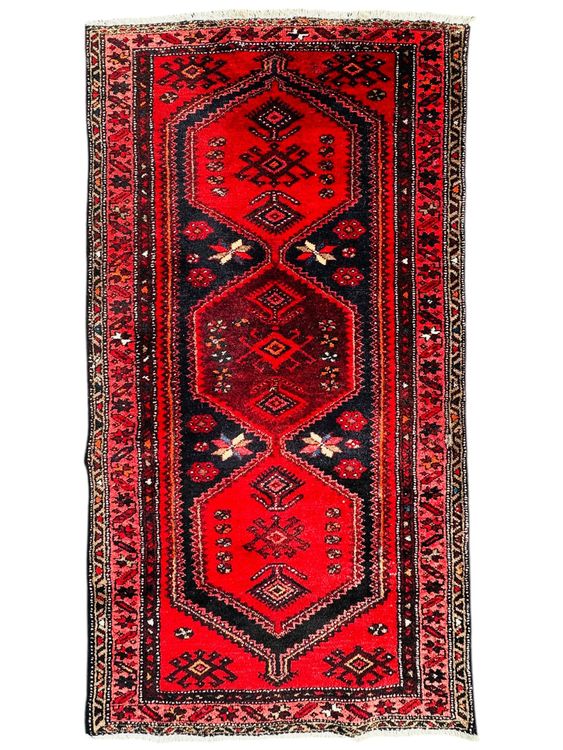 Tapis Persan Abadeh 153x106 Cm - Noué Main - Laine Et Coton - Rouge