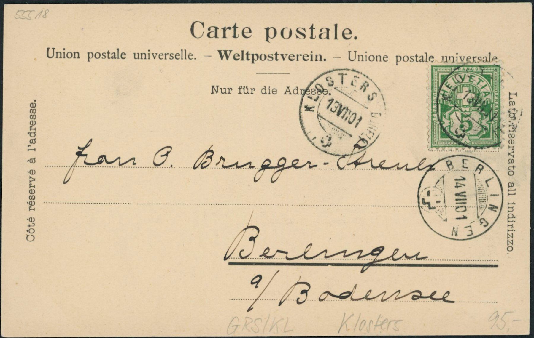 Cartoline postali: GRS Klosters – Usato da Schindellegi venduto da leecollect 1