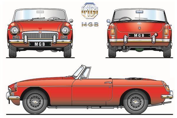 MG Insegne: Blechschild-MGB CABRIOLET ROT – Nuovo e nell'imballaggio originale da Rupperswil venduto da big-one-sale