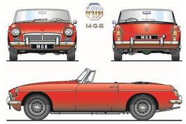 Blechschild-MGB CABRIOLET ROT