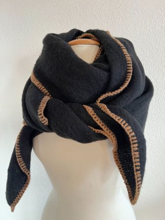 YEHWANG Schal, Schwarz/Braun, NEU