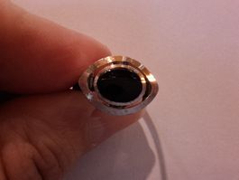Vintage Ring, 925 Silber, 18 mm, schwarzer Stein
