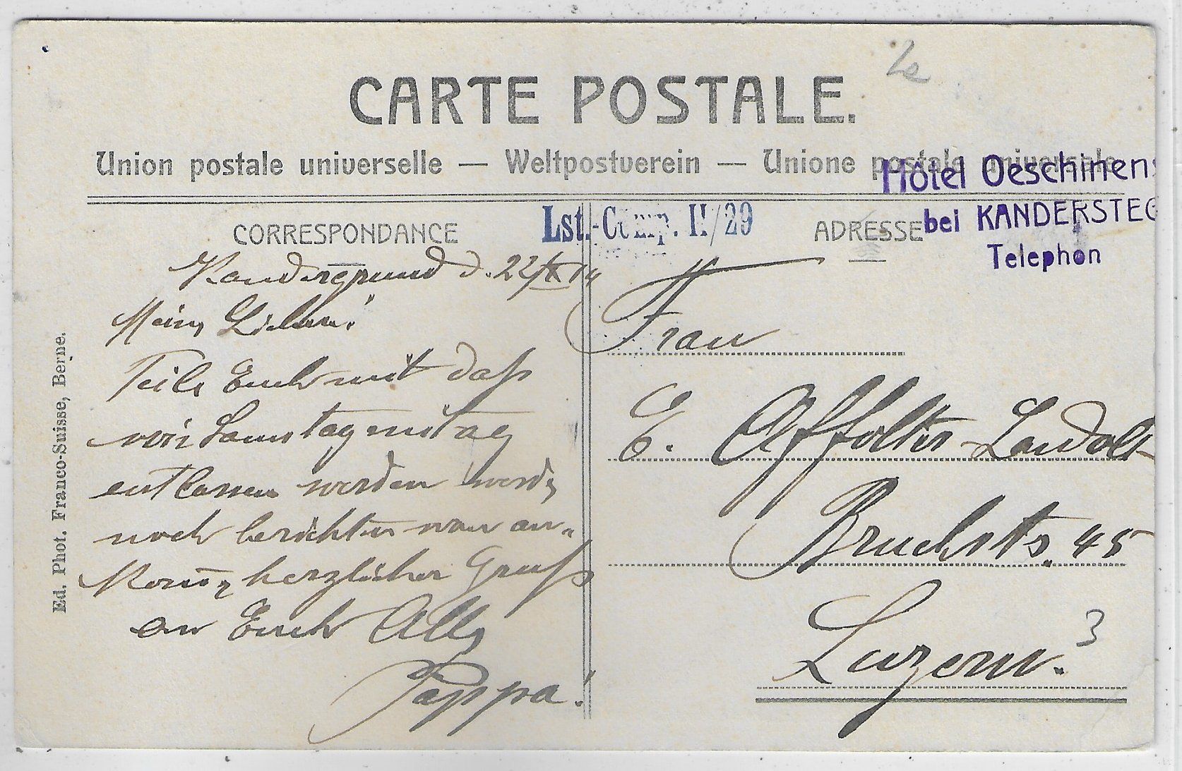 Cartoline postali: Pension Restaurant Oeschinensee – Usato da Ettingen venduto da Kartenplanet 1