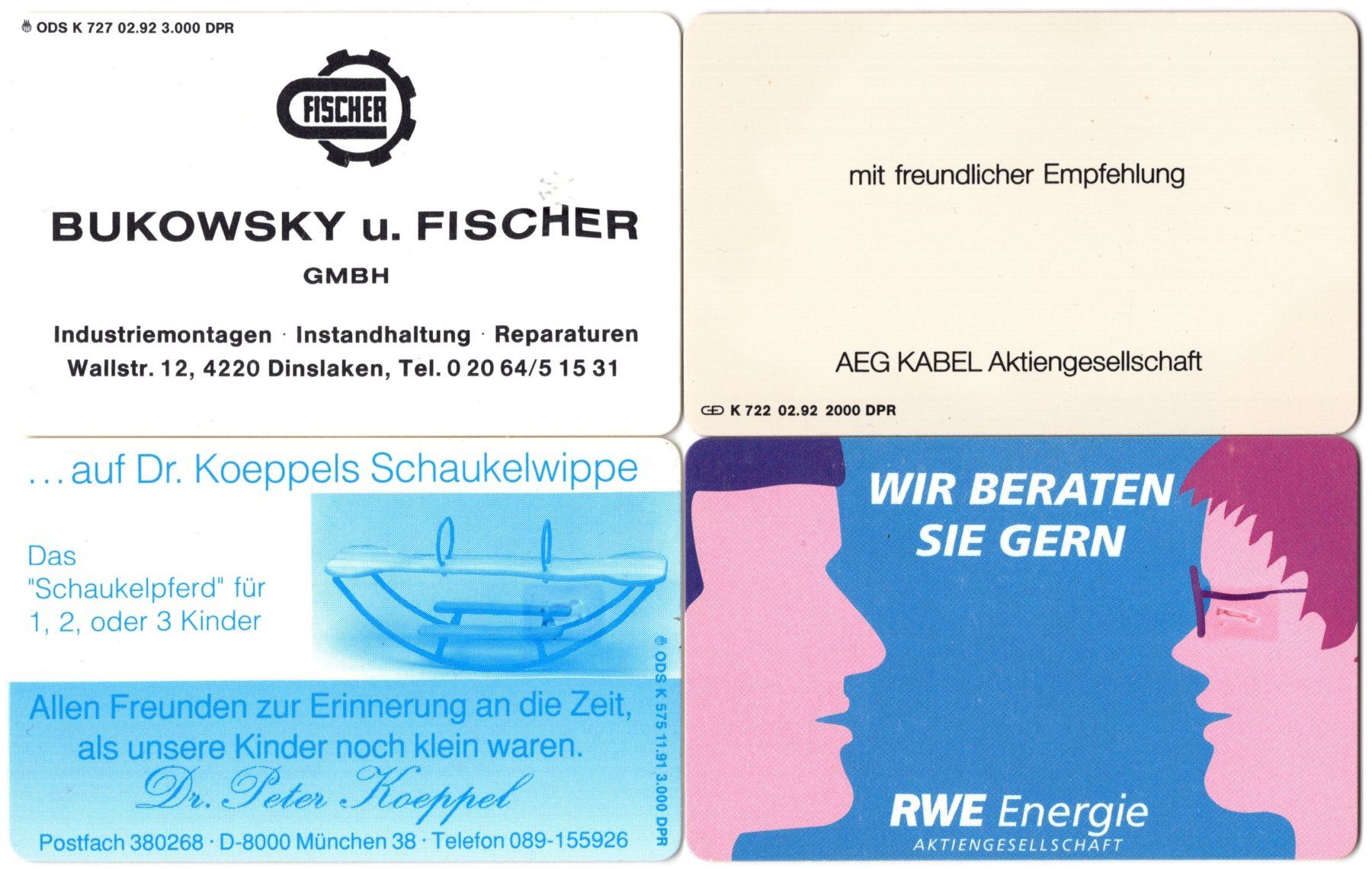 Schede telefoniche: 4 Dummy Telefonkarten aus Deutschland – Usato da Eglisau venduto da Chperfins 1