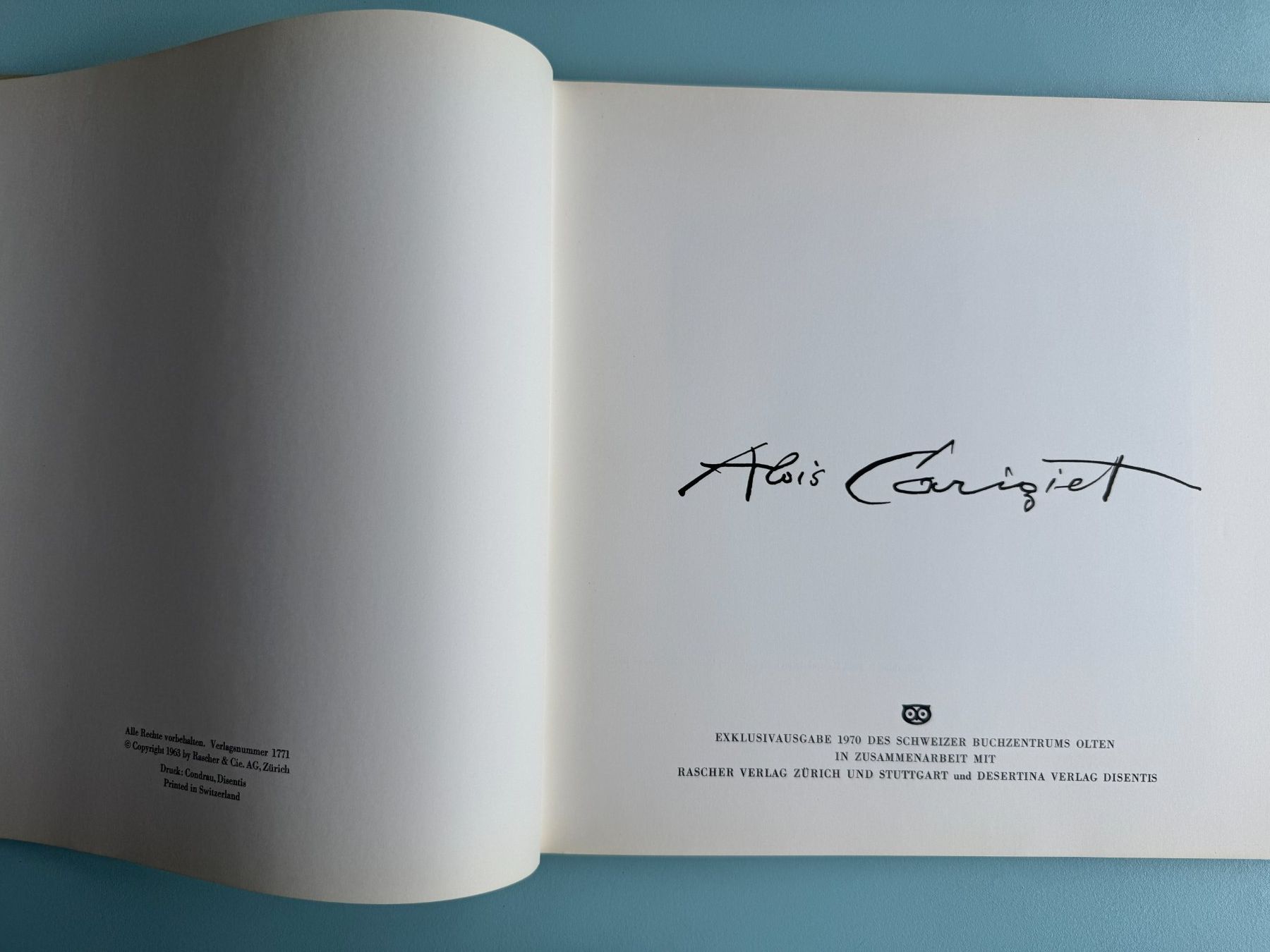 Livres: Alois CARIGIET – D'occasion à Basel par Kornblumen 1